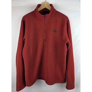 The North Face Sweatshirt Mens Size Large Red 1/4 Zip Waffle Long Sleeve Shirt